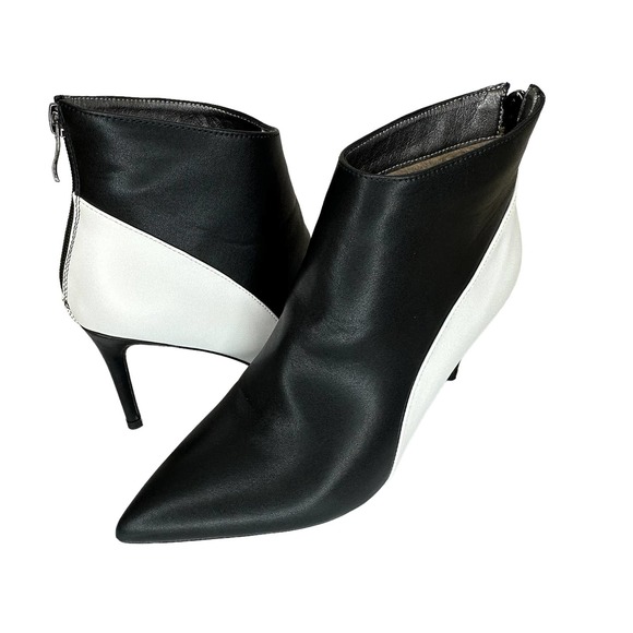 Women Stiletto Ankle Boots Size 7.5 High Heel Pointed Toe Black White NEW - Picture 10 of 15